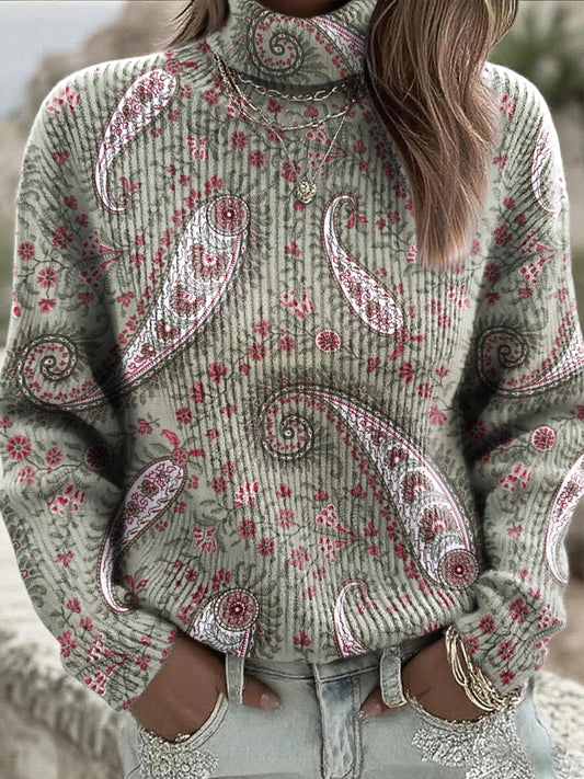 Жени paisley сив-зелен джъмпер с колела