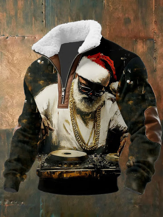 Мъжки реколта коледа изкуство вяра случайни козина яка дебел суитчър