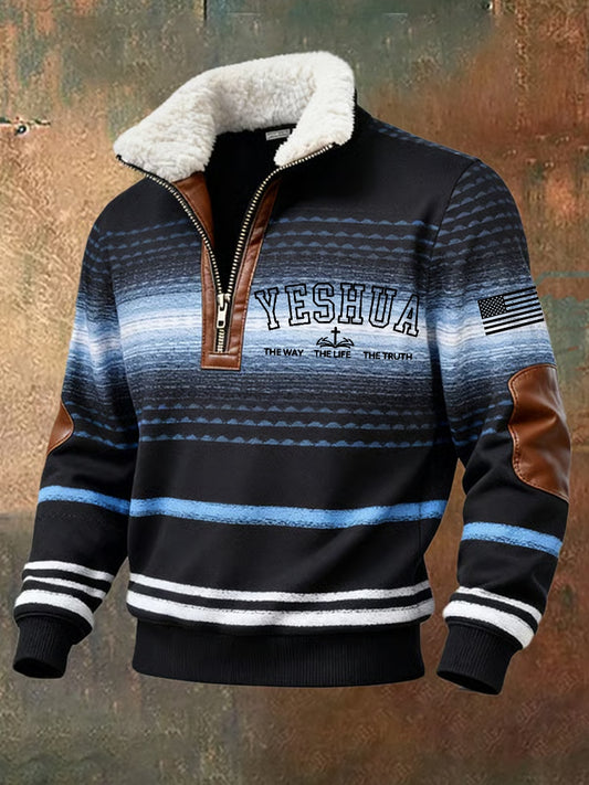 Мъжки реколта изкуство вяра случайни козина яка суитчър